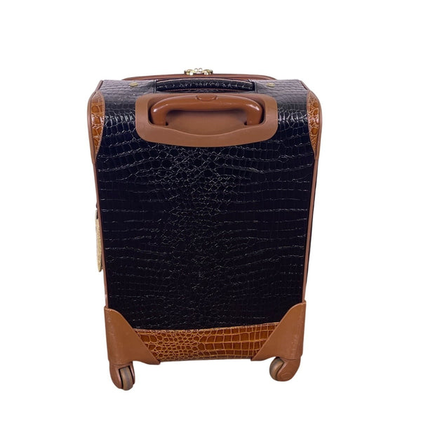 Samantha Brown Women’s Black & Brown Croc-Embossed Rolling Carry-On Luggage