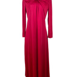 Vintage Leo Narducci Long Sleeve Red Maxi Dress With Knotted Front Detail