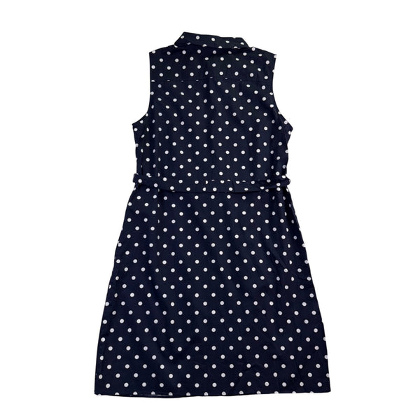 Tommy Hilfiger Womens Navy Polka Dot Sleeveless Shirt Dress Belted Size 12