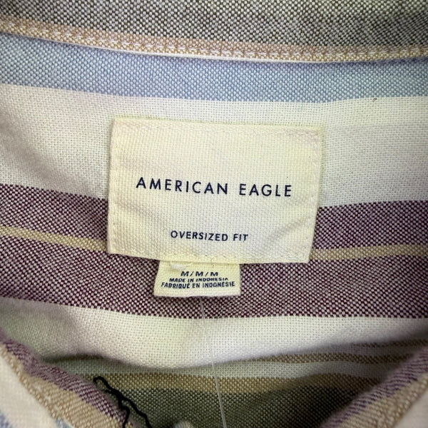 American Eagle Mens Purple Stripe Button-Up Long Sleeve Shirt Size M
