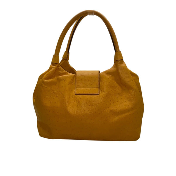 Kate Spade Women’s Yellow Faux Ostrich Leather Metallic Clasp Closure Tote Bag