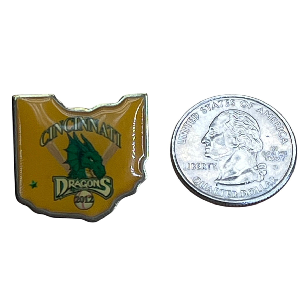 Cincinnati Dragons 2012 Baseball Lapel Pin In Ohio Shape Green Dragon Design