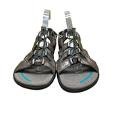 Ecco Women’s Metallic Gray Leather Adjustable Strap Open Toe Sandals Size 39