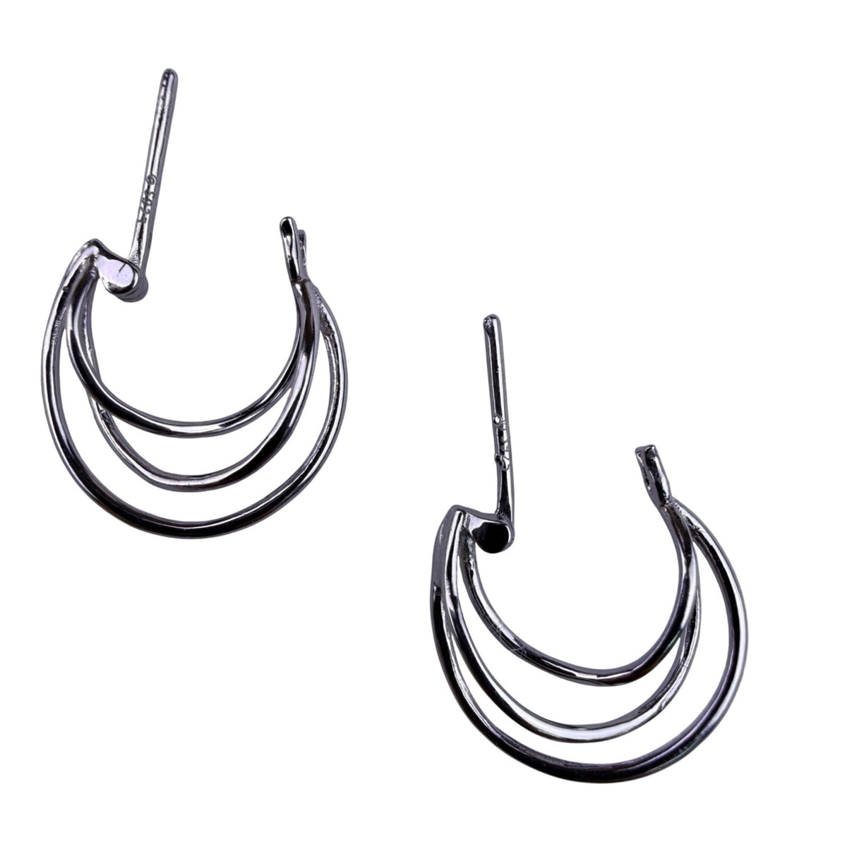 Sterling Silver Tone Womens Multi-Hoop 925 Earrings Lightweight Stylish Jewelry