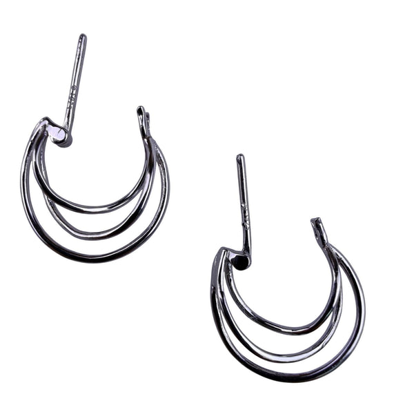 Sterling Silver Tone Womens Multi-Hoop 925 Earrings Lightweight Stylish Jewelry