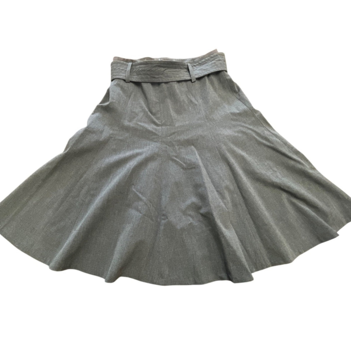 Grace Elements Women's Gray A-Line Midi Skirt With Belt Sz 6