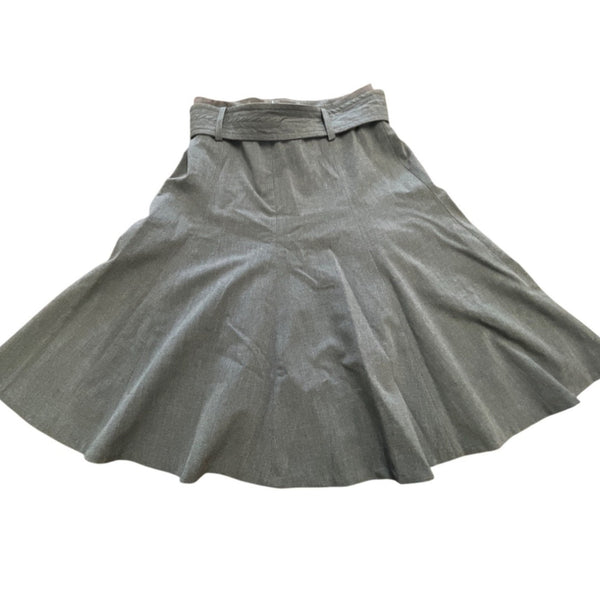Grace Elements Women's Gray A-Line Midi Skirt With Belt Sz 6