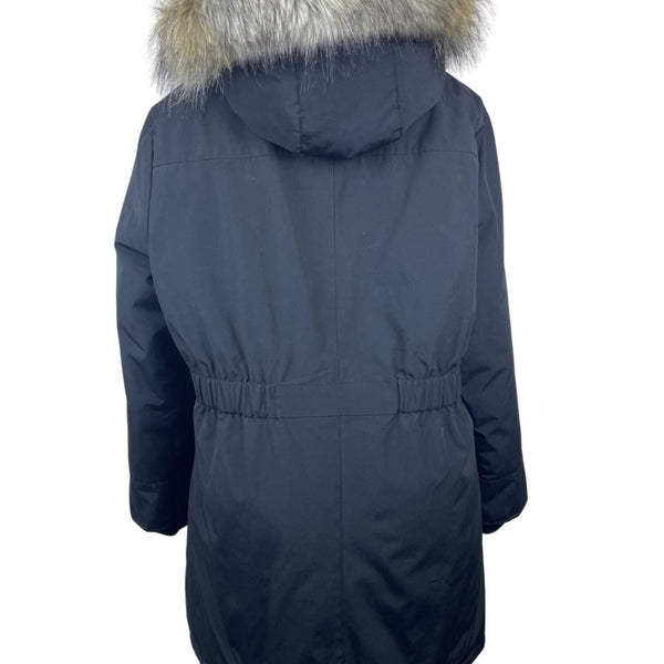 Andrew Marc Women's Black Coat With Faux Fur Hoodie Size XL - New