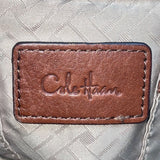 Cole Haan Women’s Brown Leather Drawstring Braided Handles Slouchy Shoulder Bag