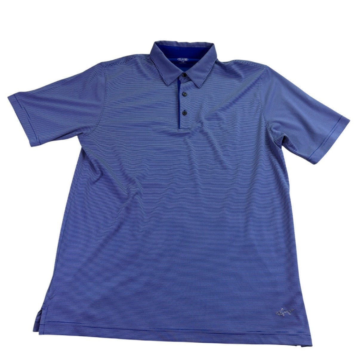 Greg Norman Mens Blue Striped Polo Shirt Play Dry Performance Breathable Size L