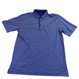 Greg Norman Mens Blue Striped Polo Shirt Play Dry Performance Breathable Size L