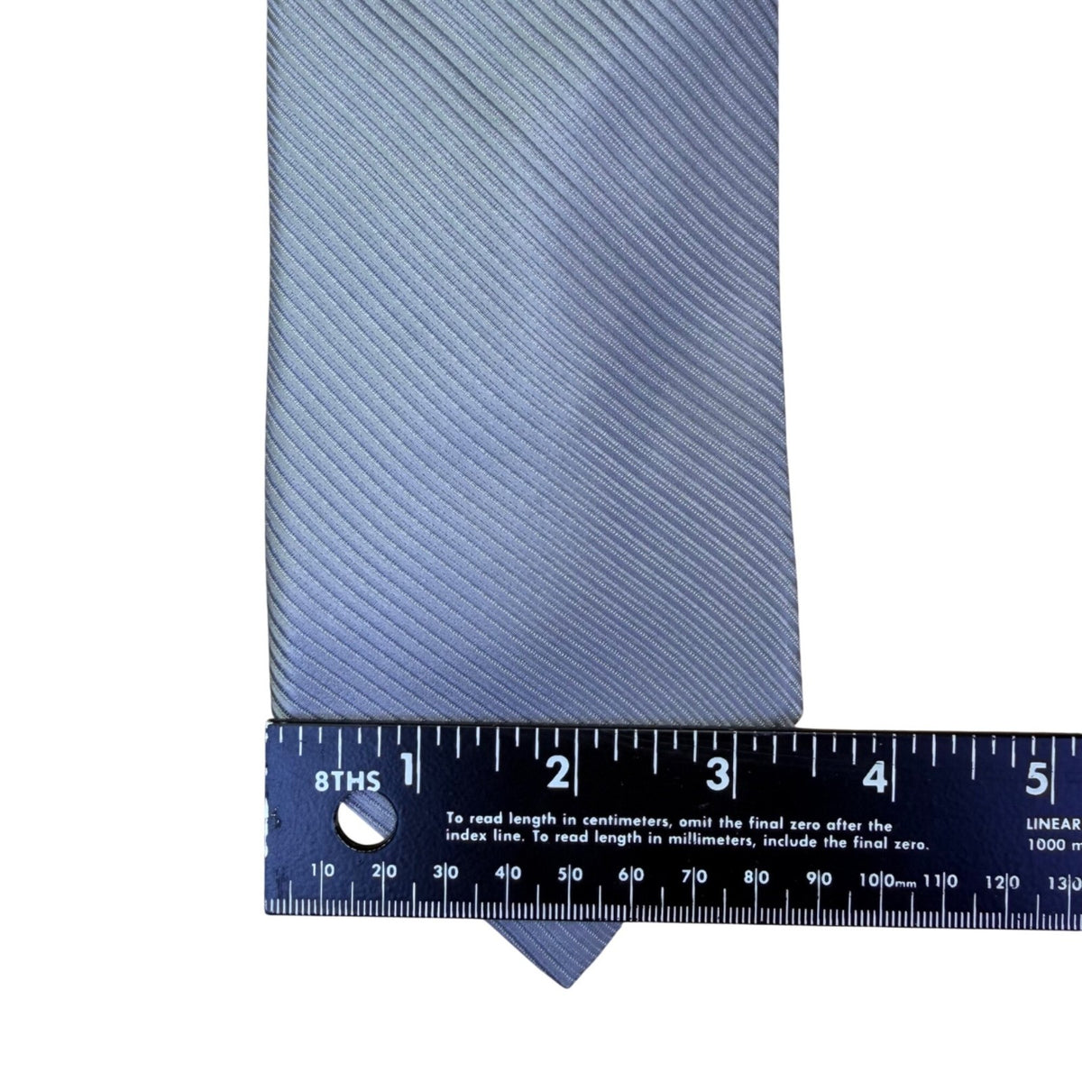 DKNY Mens Silver 100% Silk Textured Necktie Ribbed Detail Made In USA