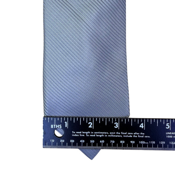 DKNY Mens Silver 100% Silk Textured Necktie Ribbed Detail Made In USA