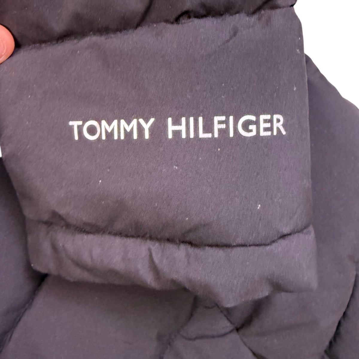 Tommy Hilfiger Womens Black Hooded Puffer Coat Water Resistant Belted Size XL
