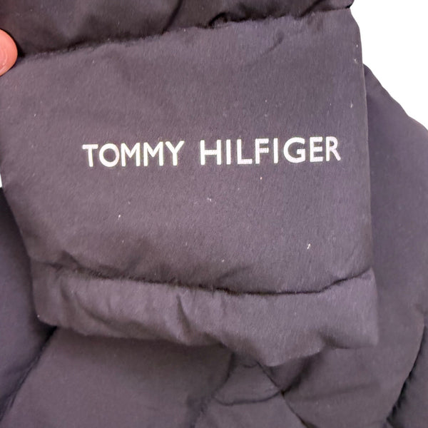 Tommy Hilfiger Womens Black Hooded Puffer Coat Water Resistant Belted Size XL