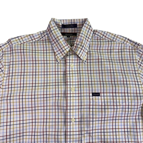 Faconnable Mens Multi-Color Cotton Plaid Button-Up Shirt Size M