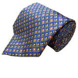 Fabergé Mens Blue All Silk Geometric Patterned Handmade Tie Made In USA