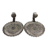 Sarah Coventry Womens Silver Tone Clip-On Earrings Retro 1960s Scalloped Black A