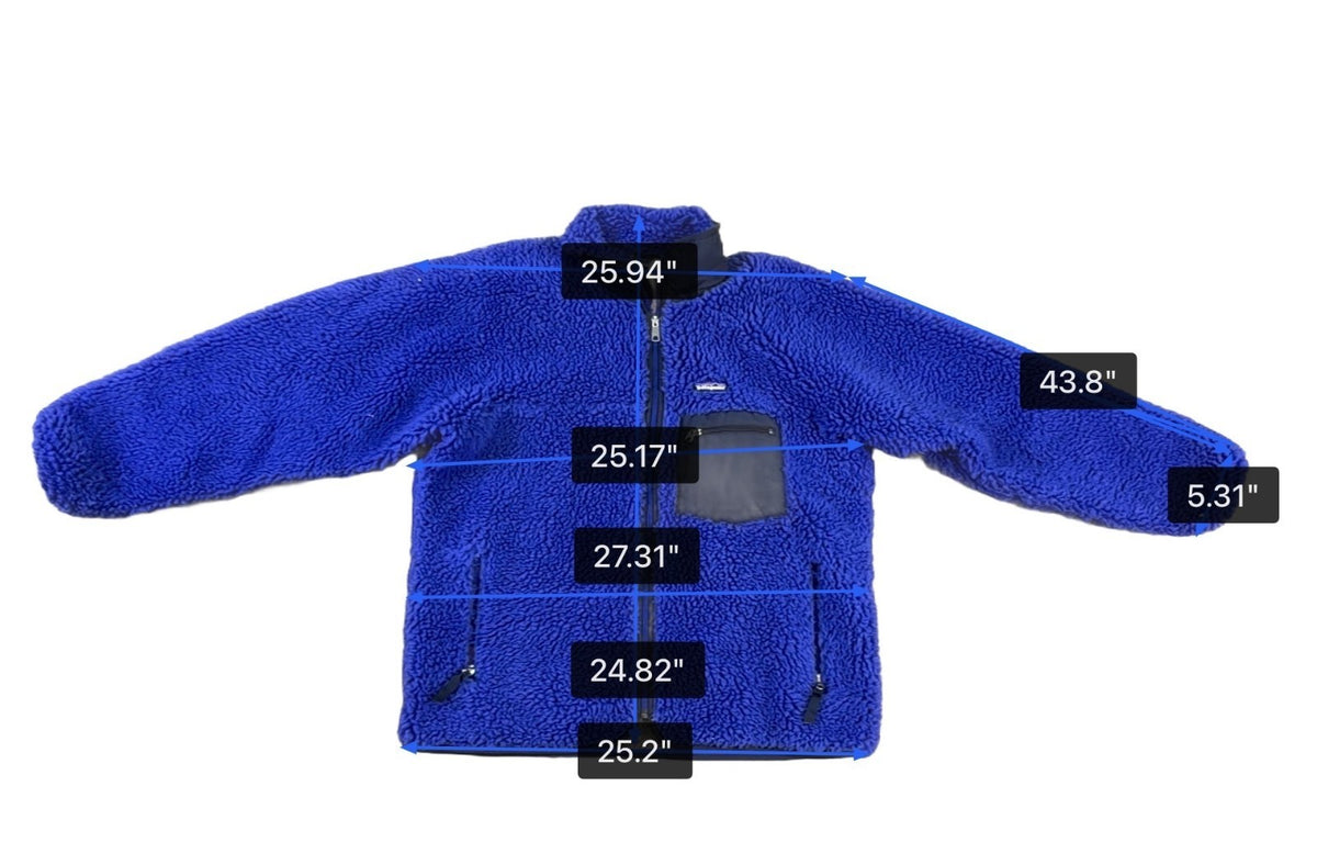Retro Patagonia Mens Blue Sherpa Fleece Full-Zip Jacket Warm & Durable Size L