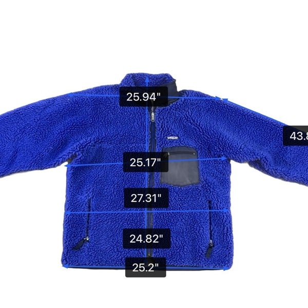 Retro Patagonia Mens Blue Sherpa Fleece Full-Zip Jacket Warm & Durable Size L