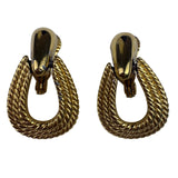 Crowned Vintage Womens Gold Tone Metal Clip-On Earrings Elegant Rope Design