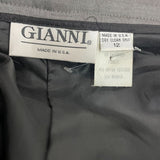Gianni Womens Gray Wool Blend Trousers Size 12 Tailored Elegance New