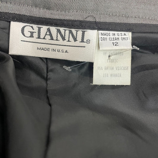 Gianni Womens Gray Wool Blend Trousers Size 12 Tailored Elegance New