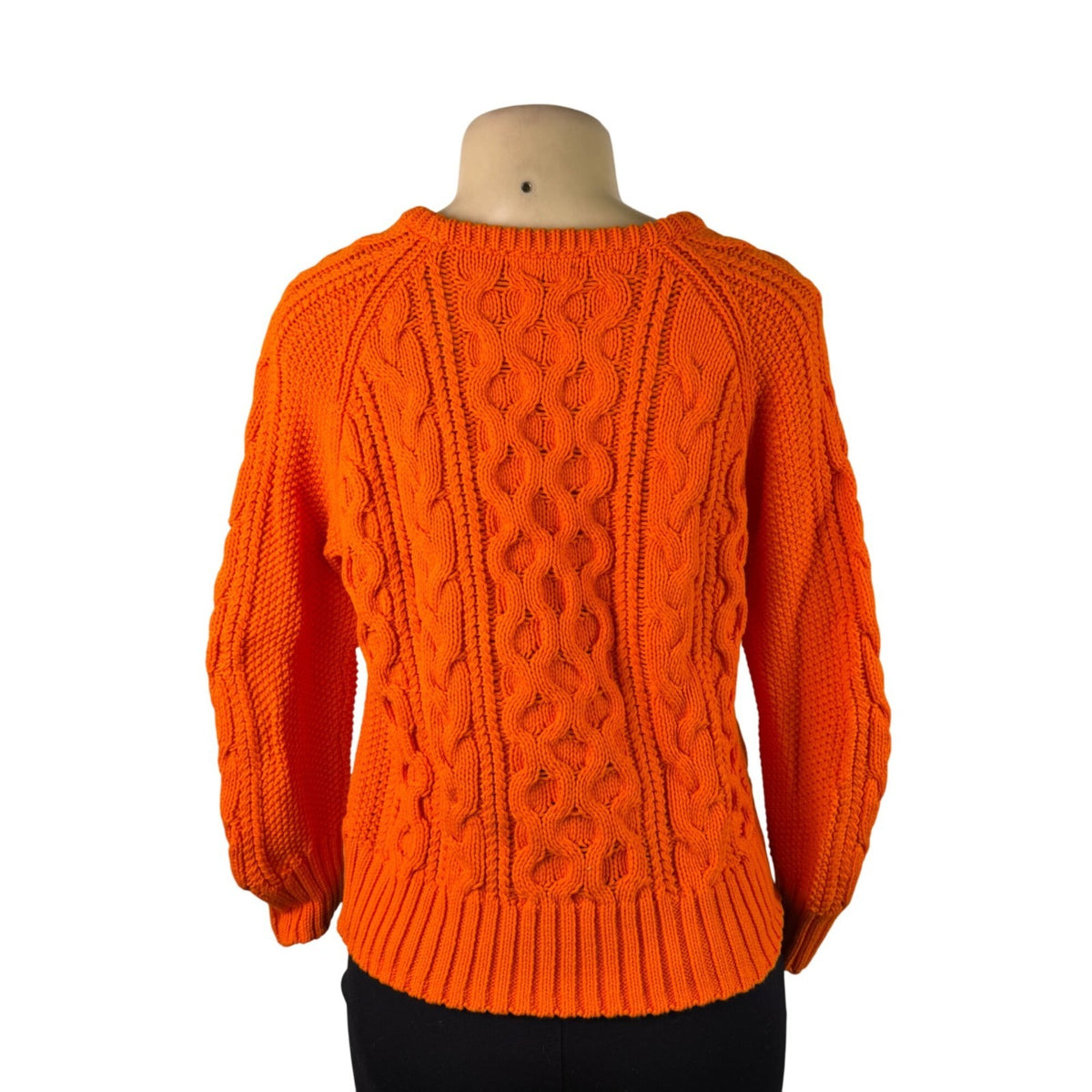 J. Crew Womens Bright Orange Cable Knit Sweater Cozy Lightweight Sz M