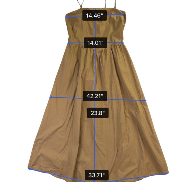 japna dress Japna Womens Brown Midi Dress Adjustable Straps Smocked Back Gathered – Picky Thrifter