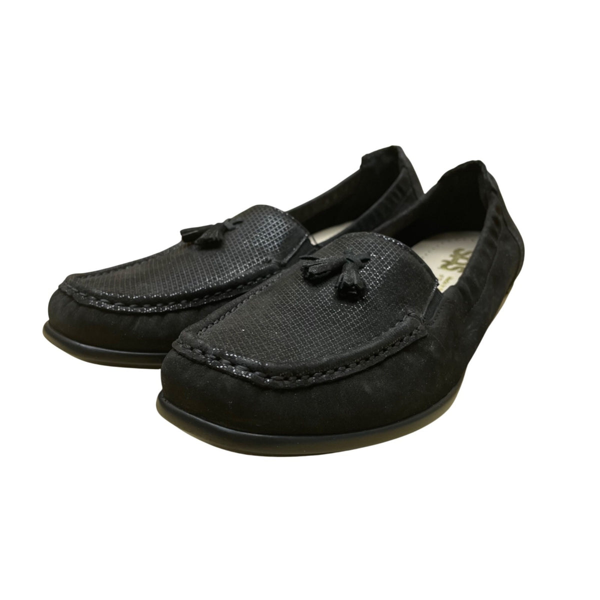 SAS Women’s Black Suede With Tassel Detail Slip-On Loafers Shoes Size 9M