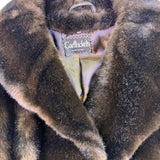 Garfinckels Womens Brown Faux Fur Coat Washington Elegant Warm Vintage Jacket