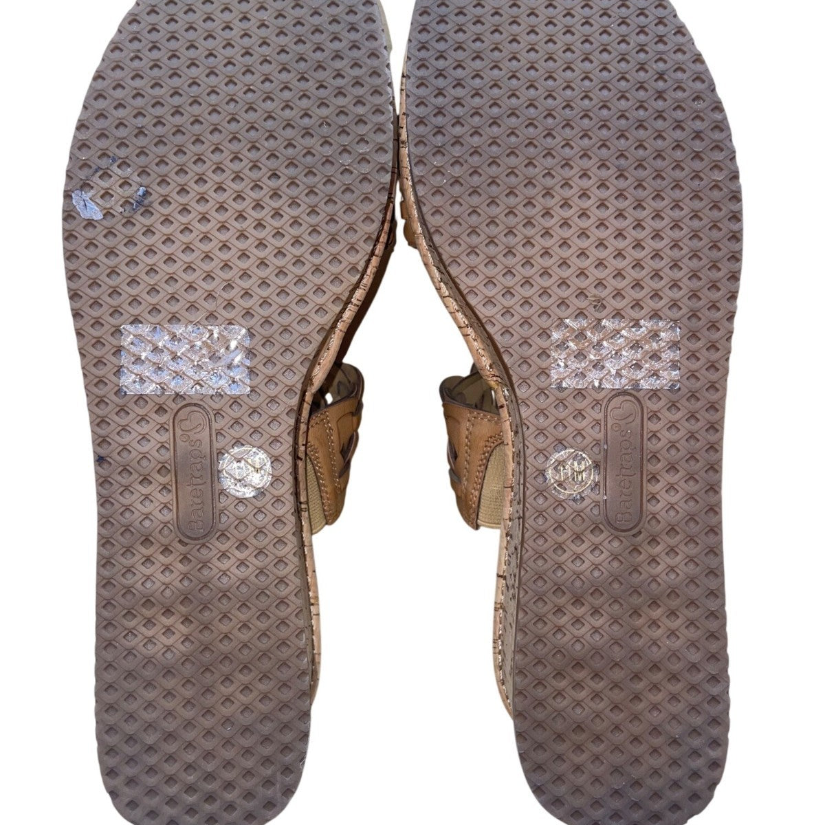 Baretraps Women’s Natural Leather Braided Strap Cork Wedge Sandals Size 11M