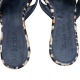 J. Crew Women’s Leopard Black Leather Animal Print Flat Slide Sandals Size 7