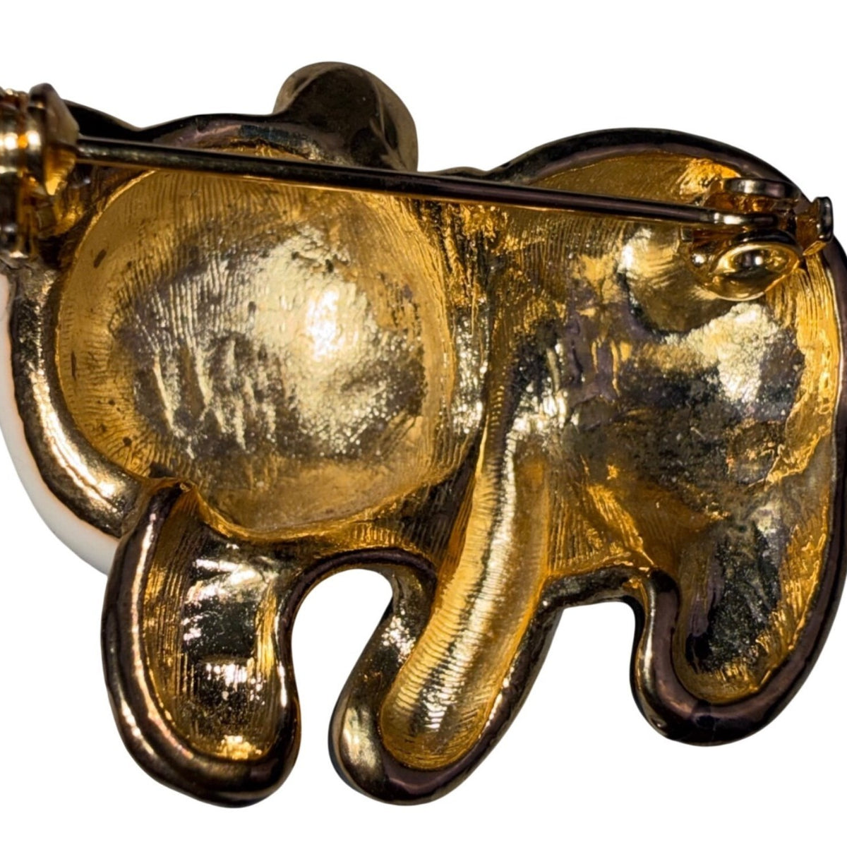 Gold Tone Enamel Panda Brooch With Rhinestone Accents Black & White Unique Pin