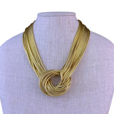 Vintage Gold Tone Multi-Strand Knotted Necklace Women Statement Jewelry