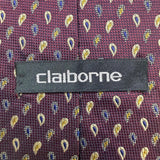 Claiborne Mens Burgundy Silk Paisley Necktie Classic Pattern 
