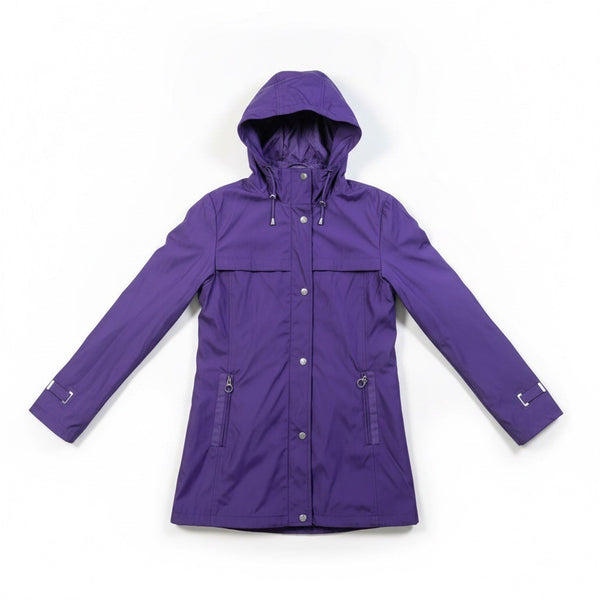 Weatherproof Womens Purple Polyester Rain Jacket With Hood Size M