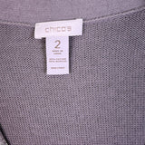 Chicos Womens Silver Metallic Button-Front Cardigan Sweater Size 2