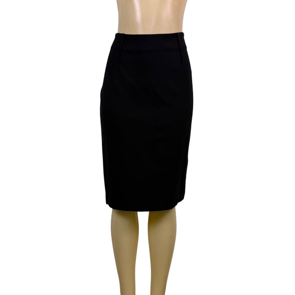 Lord & Taylor Womens Black Pencil Skirt Back Zip Stretch Fabric Sz 12