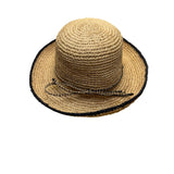 The Scala Collection Womens Natural Fiber Straw Hat Black Trim One Size