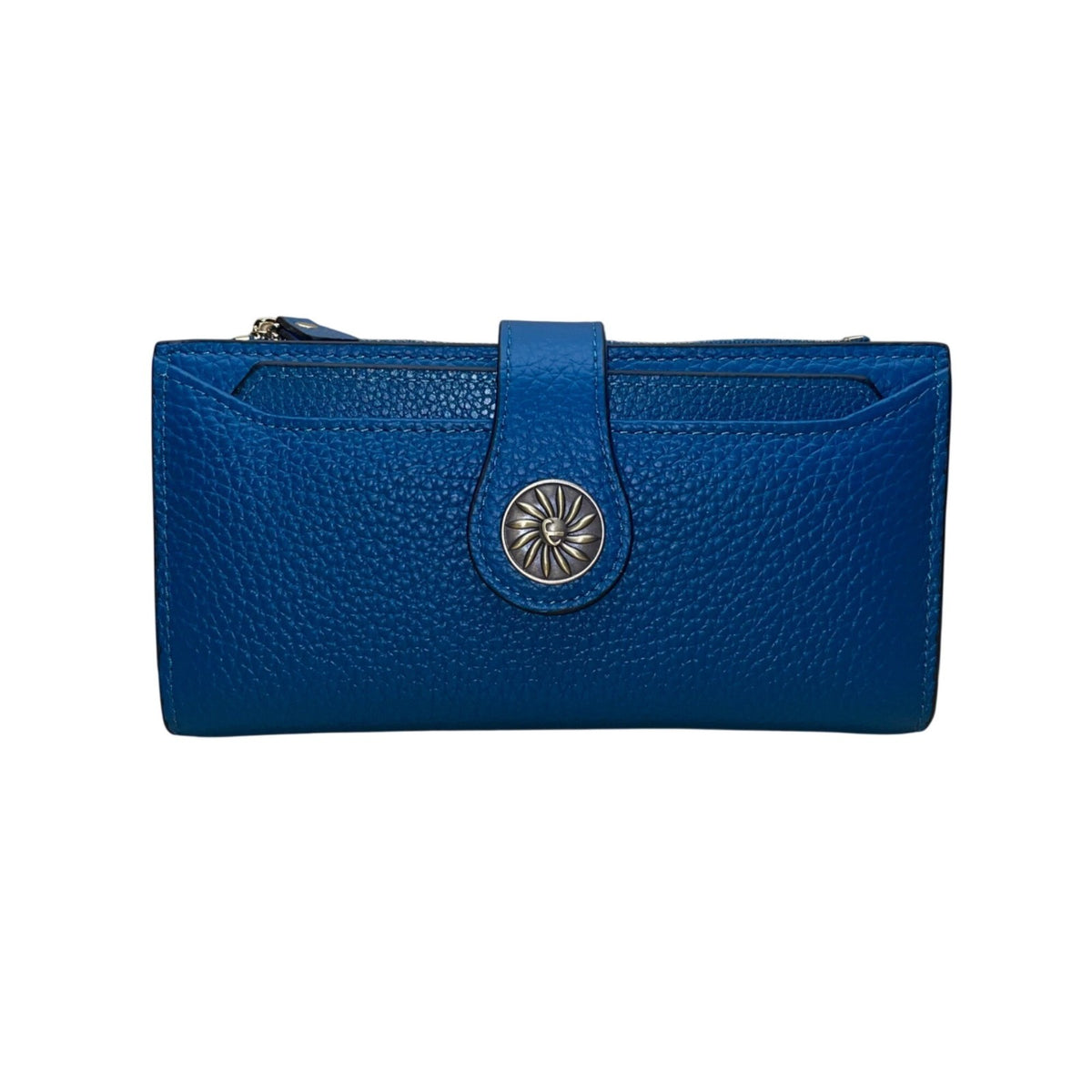 Travelambo Women’s Blue Faux Leather Wallet Clutch With Snap Button Closure