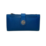 Travelambo Women’s Blue Faux Leather Wallet Clutch With Snap Button Closure
