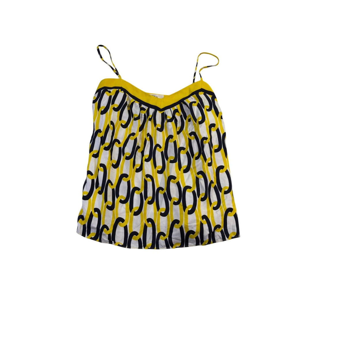 Milly Womens Yellow Multicolor Silk Chain Print Sleeveless Top Size 4 USA