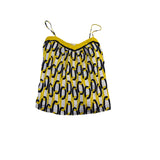 Milly Womens Yellow Multicolor Silk Chain Print Sleeveless Top Size 4 USA