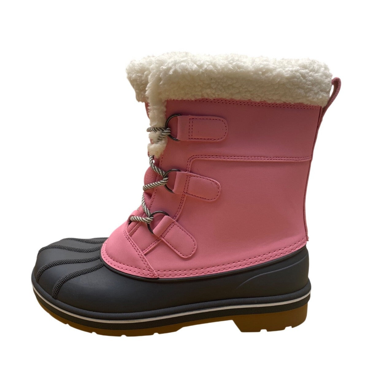 Cat & Jack Girls Pink & Gray Faux Fur Thermolite Winter Snow Boots Size 6