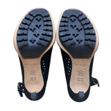 Via Spiga Womens Black Suede Slingback Perforated High Heel Sandals Sz 6M