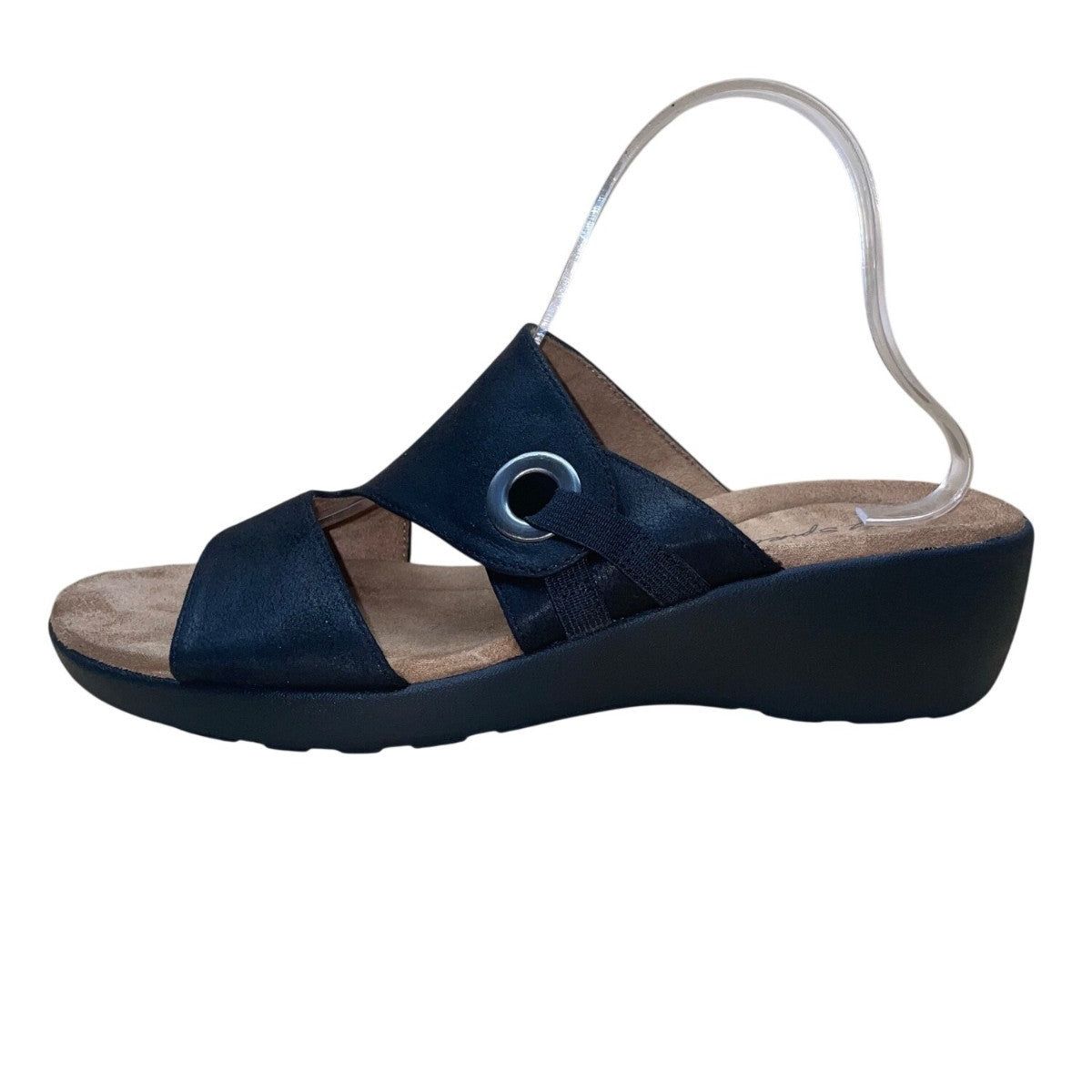 Easy Spirit Women’s Black Cushioned Footbed Kaitrin Wedge Sandals Size 10M