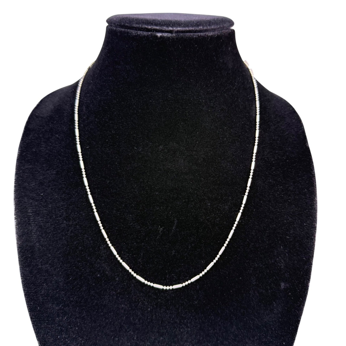 Sterling Silver Womens Delicate Beaded Necklace Lightweight Elegant 925