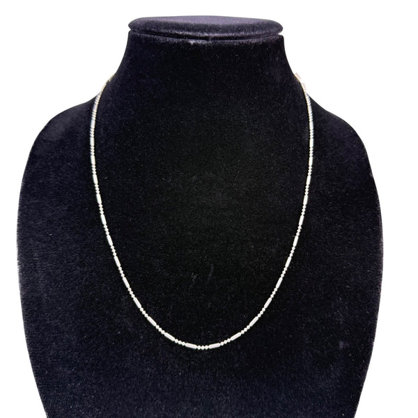 Sterling Silver Womens Delicate Beaded Necklace Lightweight Elegant 925