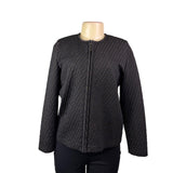 Exclusively Misook Womens Black Textured Zip-Up Jacket Size S